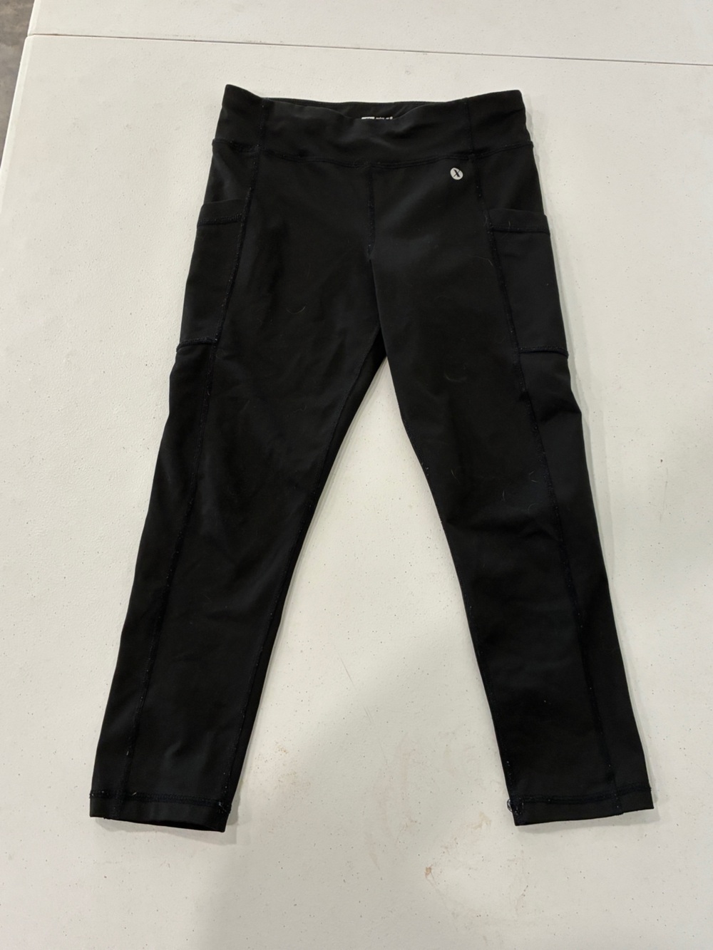 Xersion Quick Dry High Rise Leggings Side Pockets Black Capri Size M 10/12